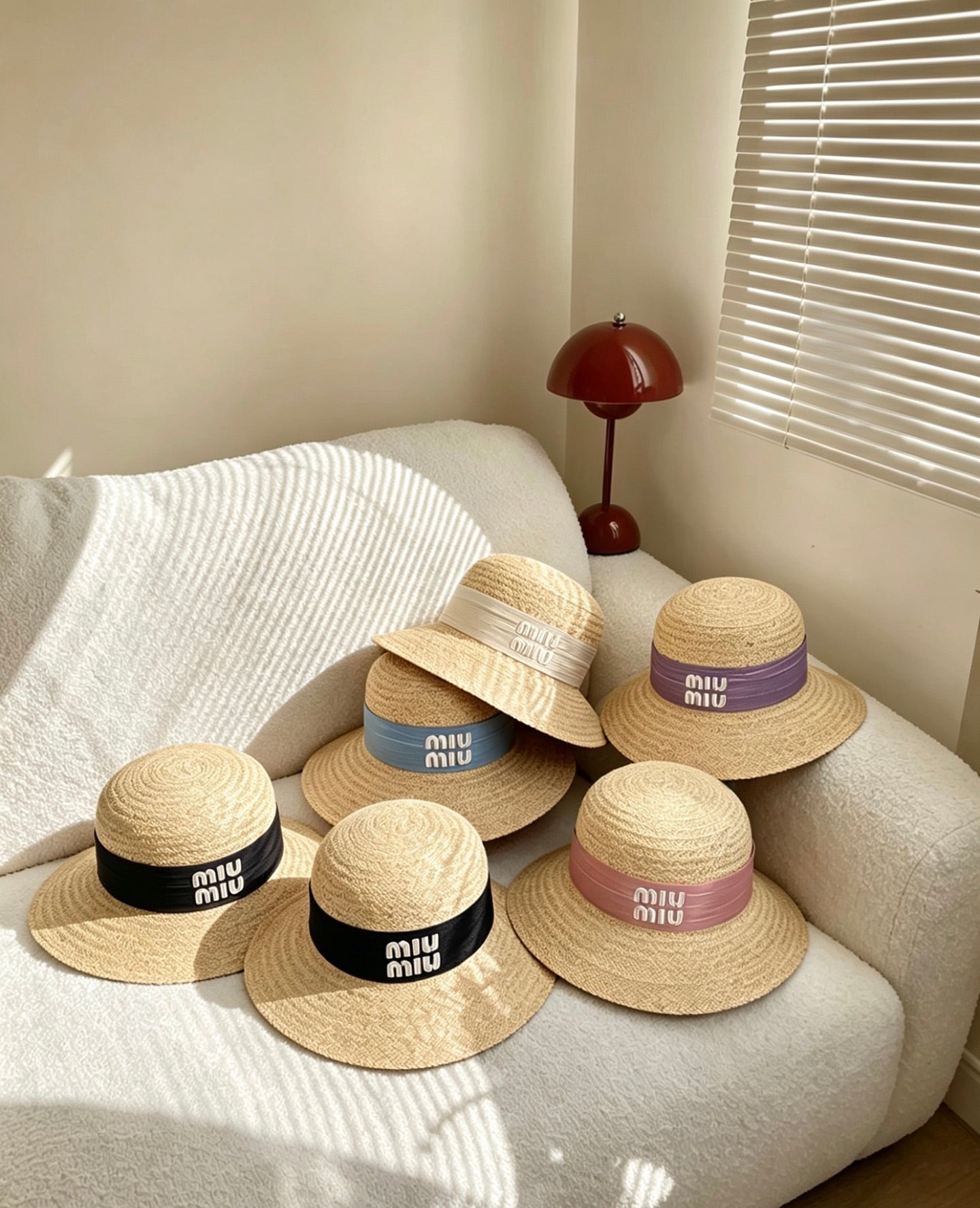 MIU MIU Raffia Straw Bucket Hat