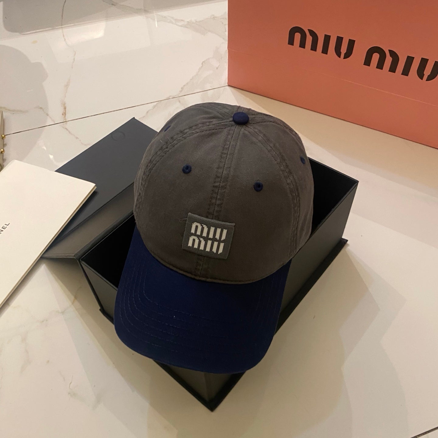 MiuMiu Color-Blocked Logo Baseball Cap
