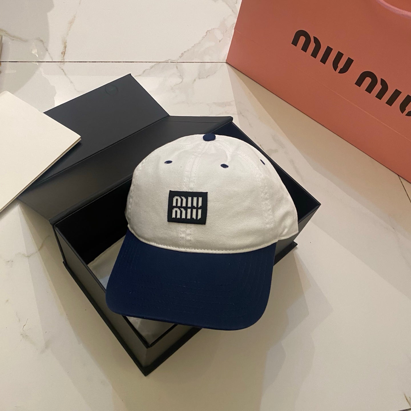 MiuMiu Color-Blocked Logo Baseball Cap