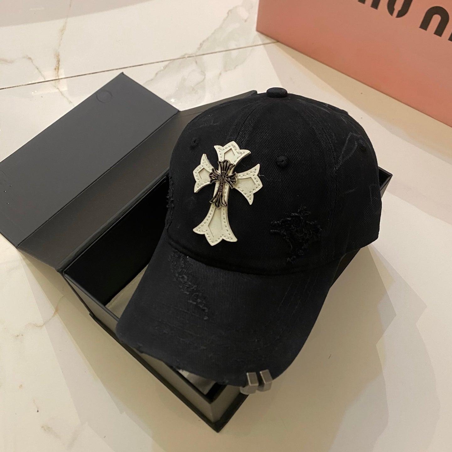Chrome Hearts Distressed Washed Baseball Cap